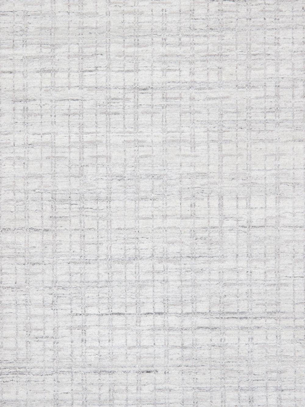 Canvello Modern Hand-Loomed Ivory/Silver Bsilk & Wool Area Rug- 6' X 9'