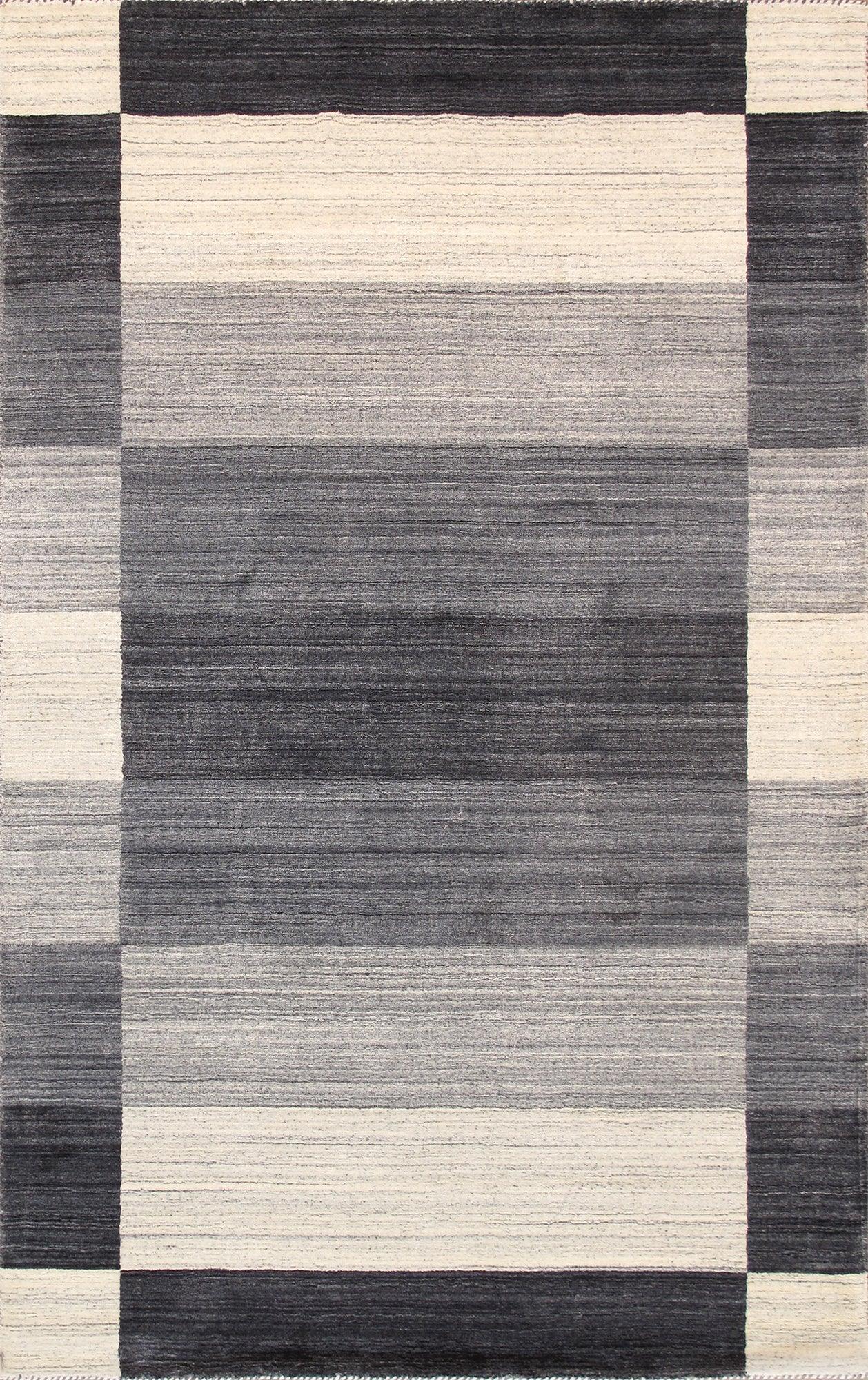Canvello Modern Hand-Loomed Silk & Wool Charcoal Area Rug- 4' X 6'
