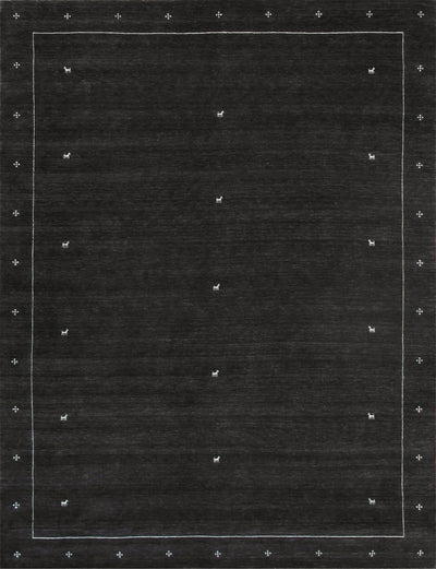 Canvello Modern Hand-Loomed Silk & Wool Charcoal Area Rug- 8'9" X 11'9"