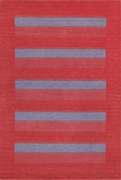 Canvello Modern Hand-Loomed Silk & Wool Red Area Rug- 5' X 7'