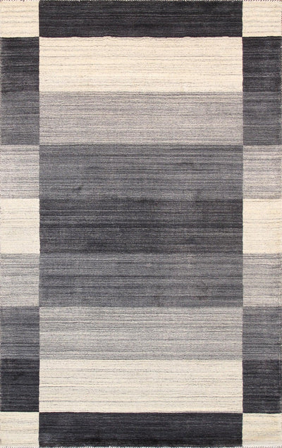 Canvello Modern Hand - Loomed Silk & Wool Charcoal Area Rug - 5' X 7' - Canvello