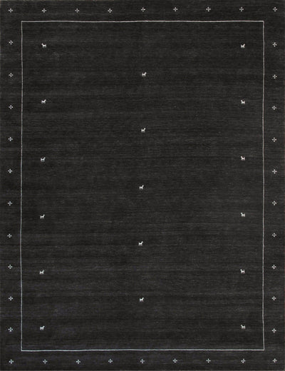 Canvello Modern Hand - Loomed Silk & Wool Charcoal Area Rug - 7'9" X 9'9" - Canvello