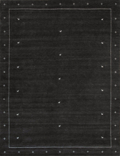 Canvello Modern Hand - Loomed Silk & Wool Charcoal Area Rug - 8'9" X 11'9" - Canvello