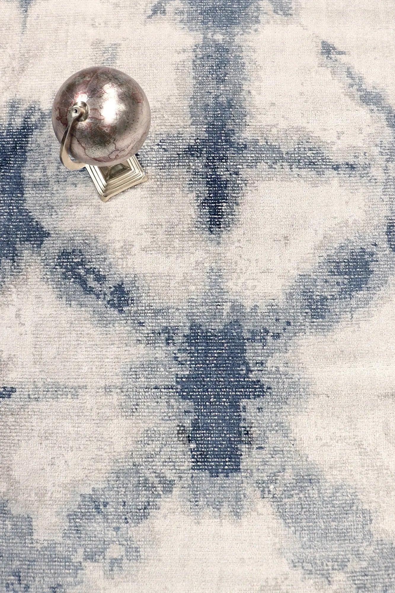 Canvello Modern Hand - Loomed Silver/Blue Bsilk & Wool Area Rug - 9' X 12' - Canvello