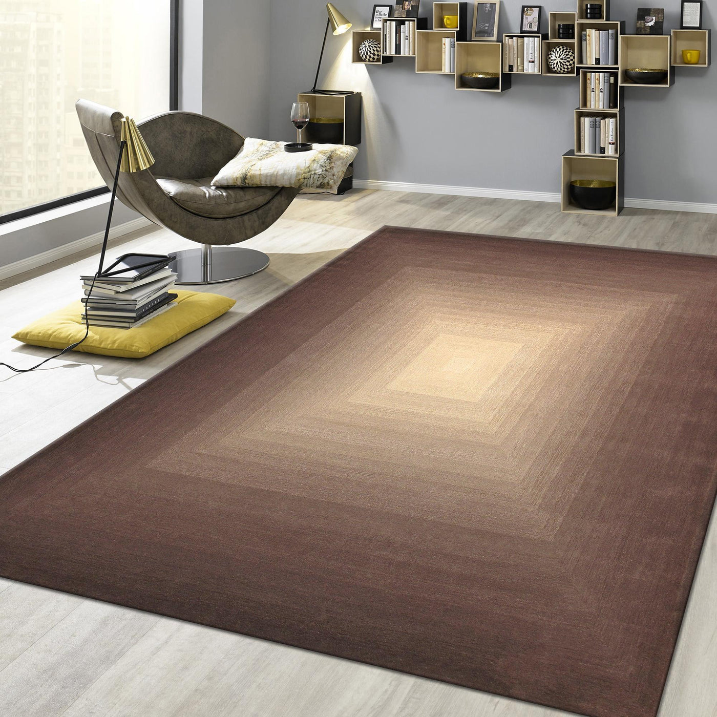 Canvello Modern Hand - Tufted Brown/Ivory Bsilk & Wool Area Rug - 7'9" X 9'9" - Canvello