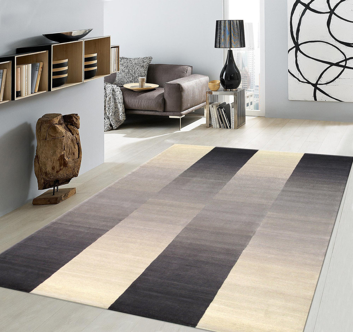 Canvello Modern Hand - Tufted Silver/Ivory Bsilk & Wool Area Rug - 5' X 8' - Canvello