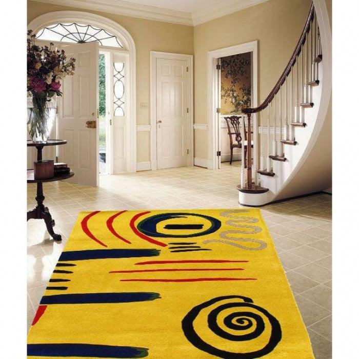 Canvello Modern Hand Tufted Wool Yellow Area Rug - 8' x 10' - Canvello