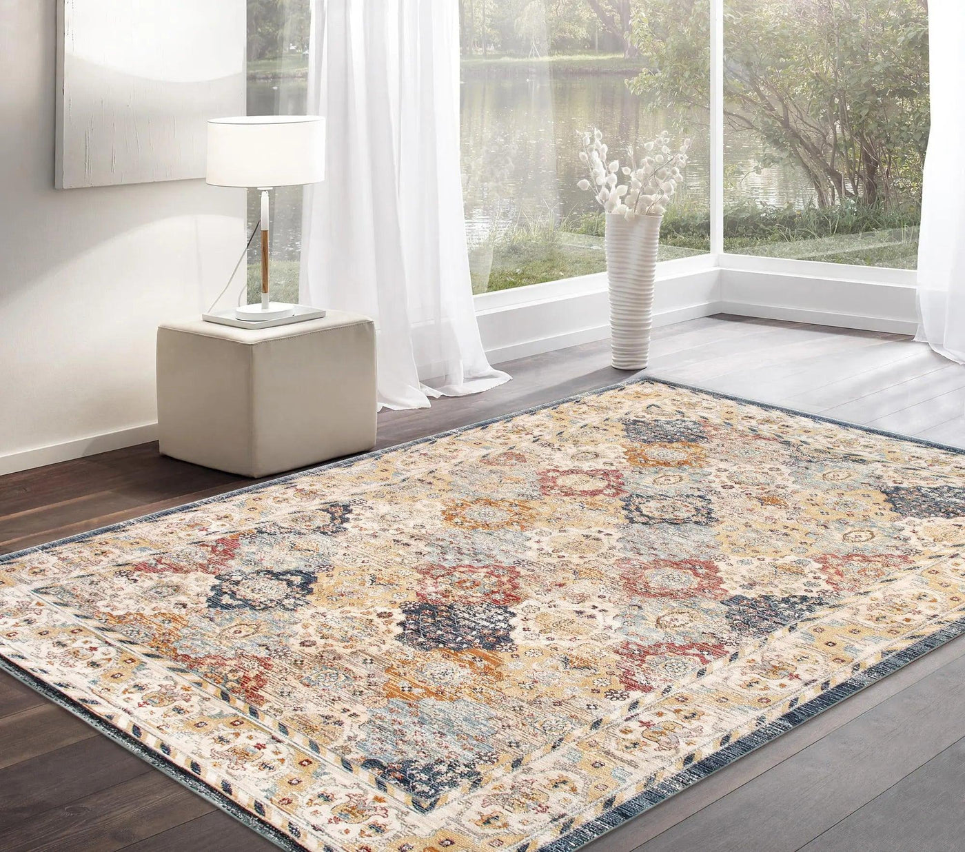 Canvello Modern Heritage Design Power Loom Beige Area Rug - 10' X 14' - Canvello