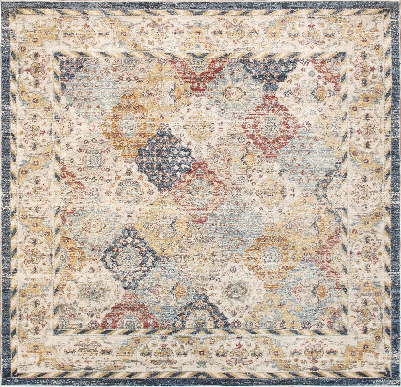 Canvello Modern Heritage Design Power Loom Beige Area Rug - 6' X 6' - Canvello