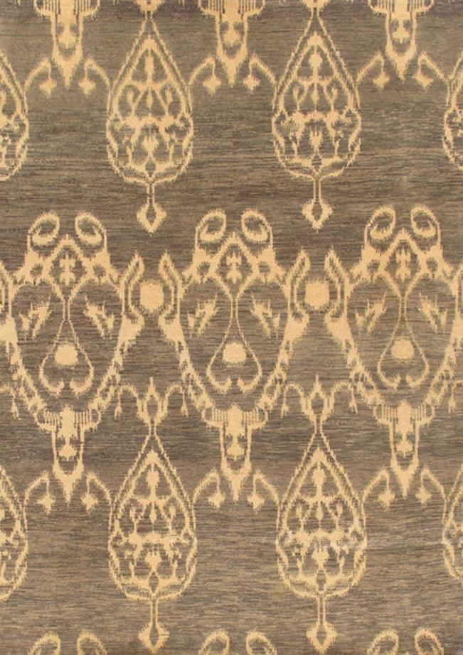 Canvello Modern Ikat Design Hand-Knotted Lamb's Wool Area Rug- 4' X 5'8"