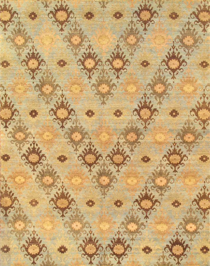 Canvello Modern Ikat Design Hand-Knotted Lamb's Wool Area Rug- 4' X 6'
