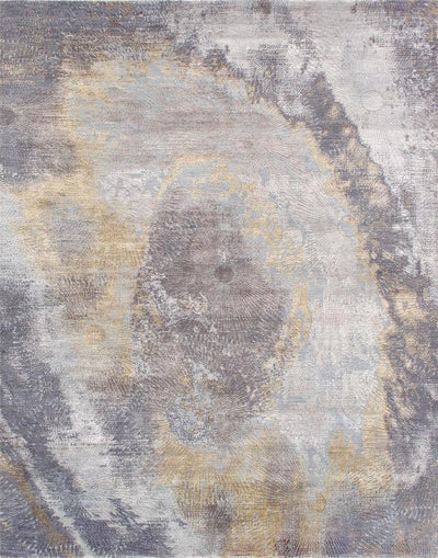 Canvello Modern Poly Fabric Yellow Grey Rug - 8' X 10'