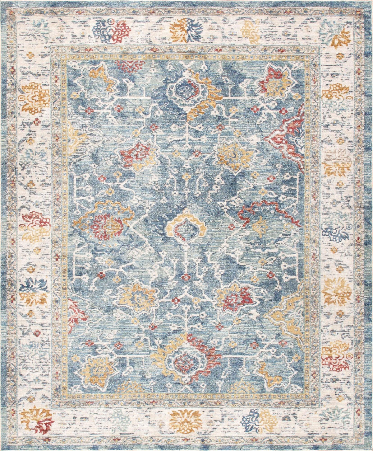 Canvello Modern Power Loom Light Blue & Beige Area Rug - 10' X 14'