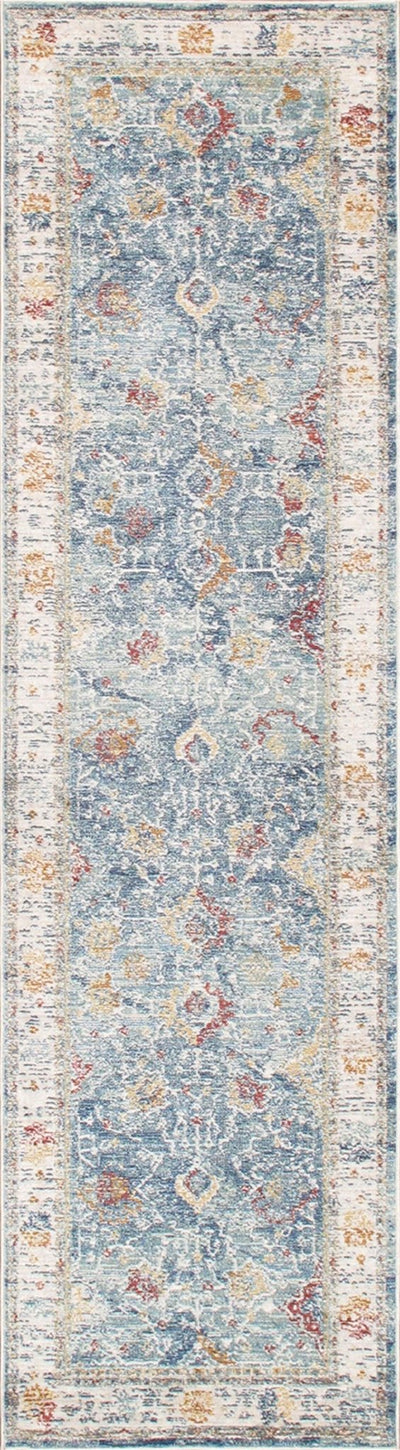 Canvello Modern Power Loom Light Blue & Beige Area Rug - 2'6" X 8' - Canvello