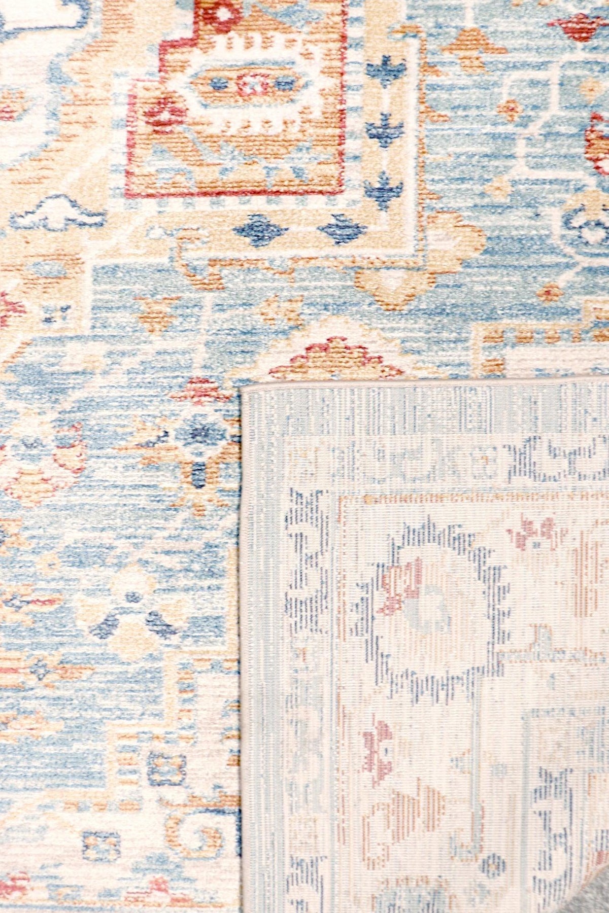 Canvello Modern Power Loom Light Blue & Ivory Area Rug - 8' X 10' - Canvello