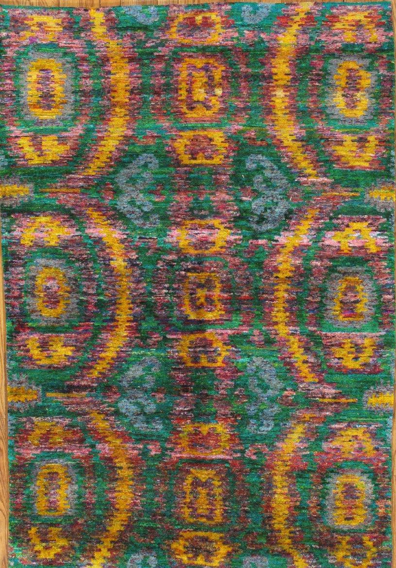 Canvello Modern Sari Silk Hand-Knotted Area Rug- 5'3" X 7'8"
