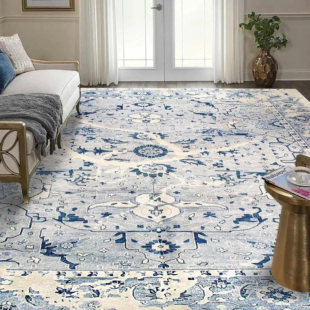 Canvello Modern Silk Light Blue Area Rug - 9' X 12' - Canvello