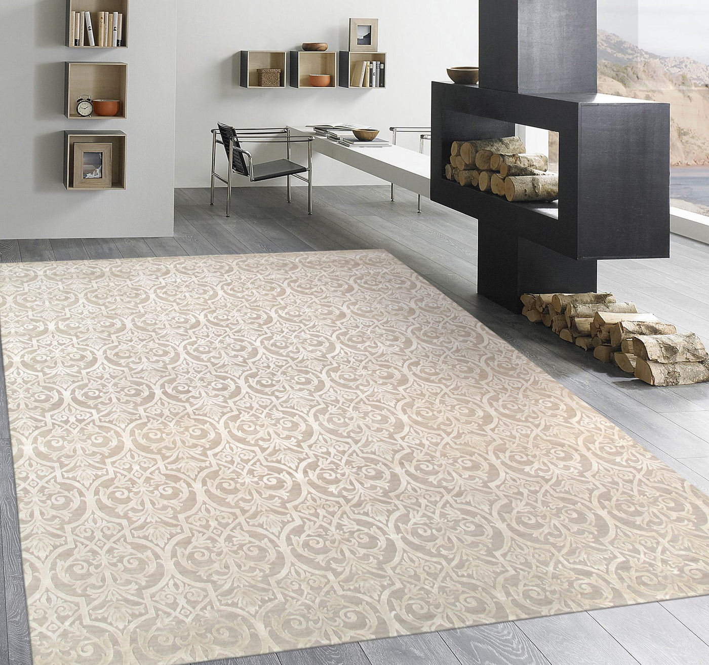 Canvello Modern Silk & Wool Bedroom Area Rug - 9'2" X 11'11" - Canvello