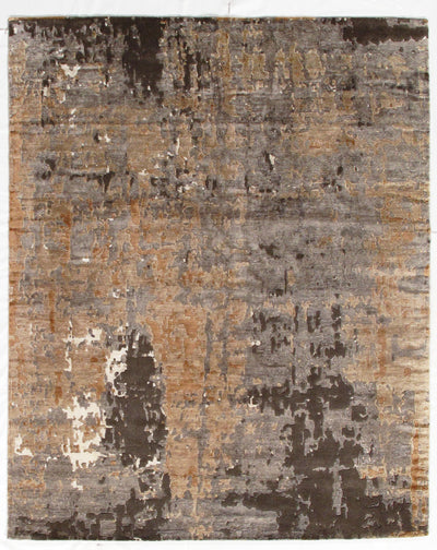 Modern Wool & Bamboo Silk Hand Knotted Area Rug - 4' X 6'