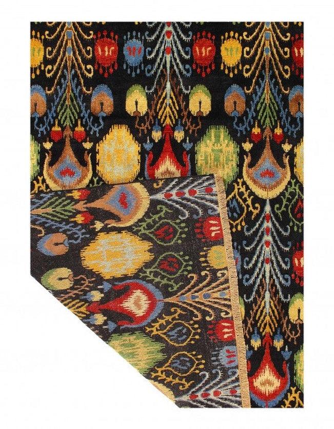 Canvello Multi Color Fine Hand Knotted Ikat Rug 7'11'' X 9'9'' - Canvello