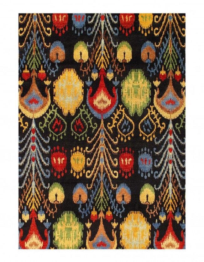 Canvello Multi Color Fine Hand Knotted Ikat Rug 7'11'' X 9'9'' - Canvello