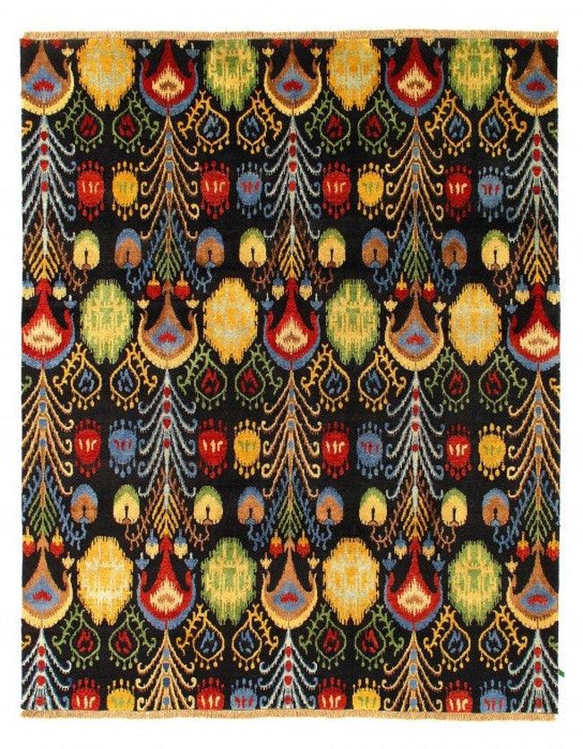 Canvello Multi Color Fine Hand Knotted Ikat Rug 7'11'' X 9'9'' - Canvello