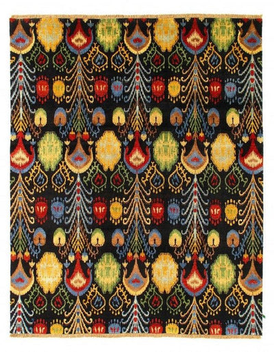 Canvello Multi Color Fine Hand Knotted Ikat Rug 7'11'' X 9'9'' - Canvello