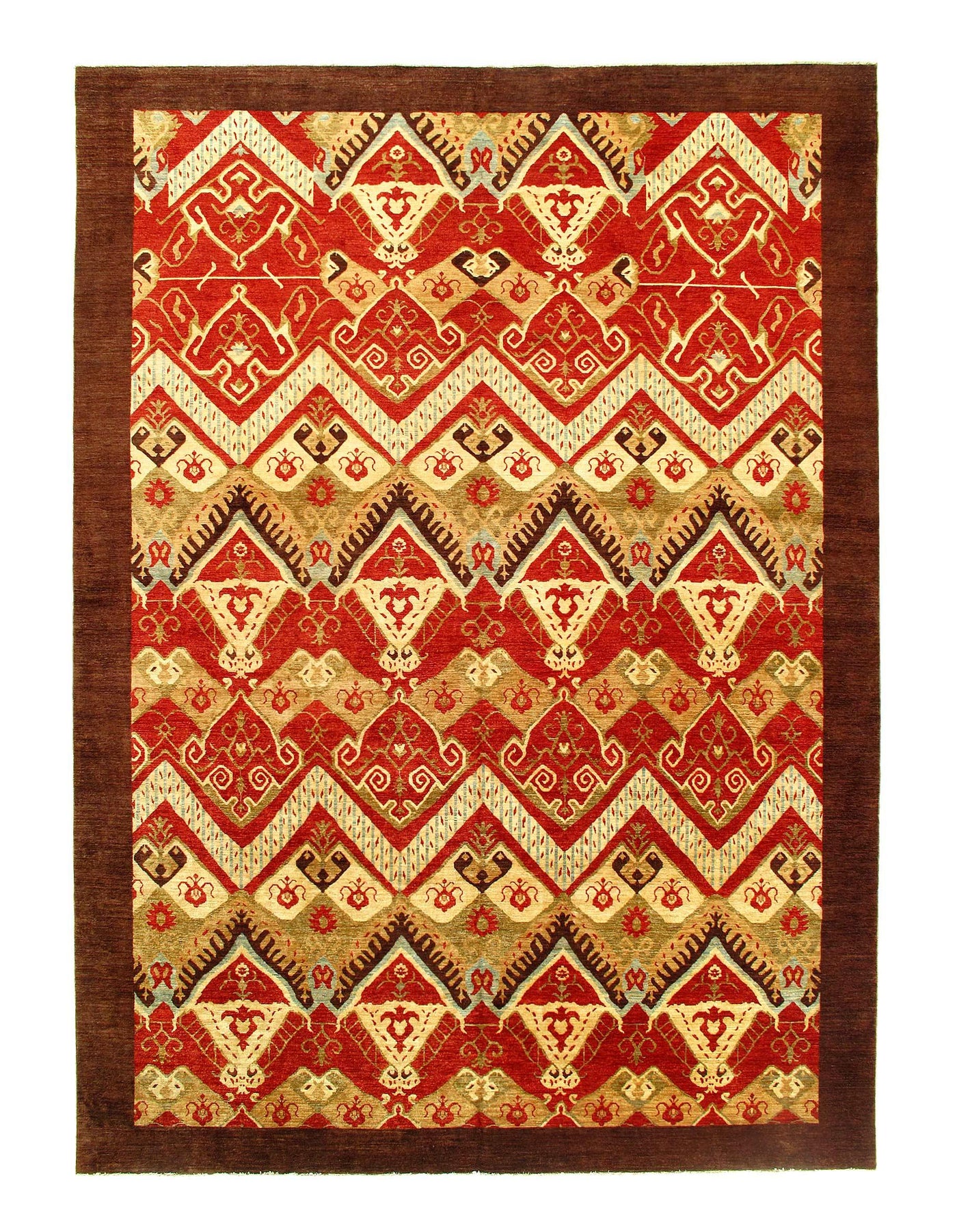 Canvello Multi Color Fine Hand Knotted Ikat Rug - 9'11'' X 14' - Canvello