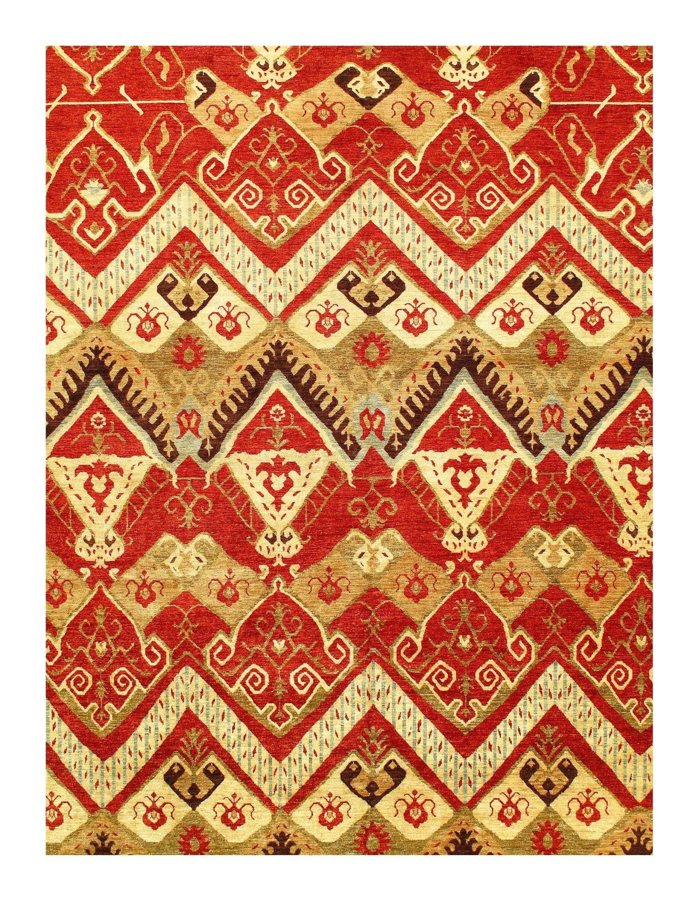 Canvello Multi Color Fine Hand Knotted Ikat Rug - 9'11'' X 14' - Canvello