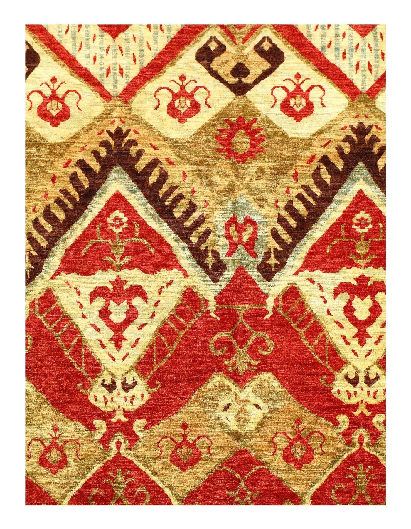 Canvello Multi Color Fine Hand Knotted Ikat Rug - 9'11'' X 14' - Canvello