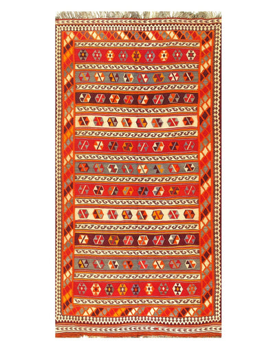 Canvello Multi color Fine Hand Knotted Kilim Rug - 5'6'' X 10'7'' - Canvello