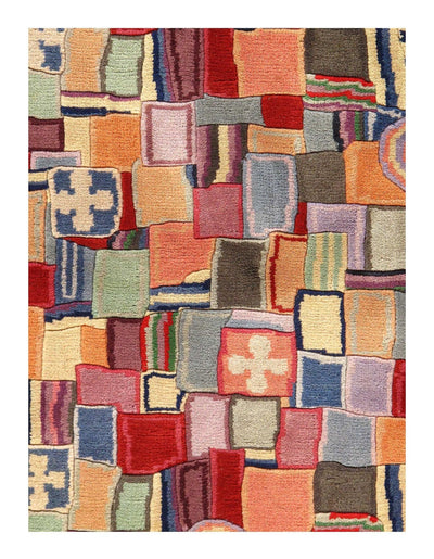 Canvello Multi color Fine Hand Knotted Modern Rug 5' X 8' - Canvello