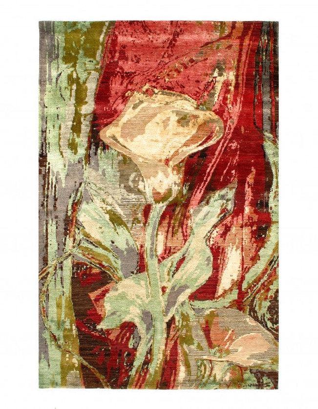 Multi Color Fine Hand Knotted Modern rug 6' X 9'