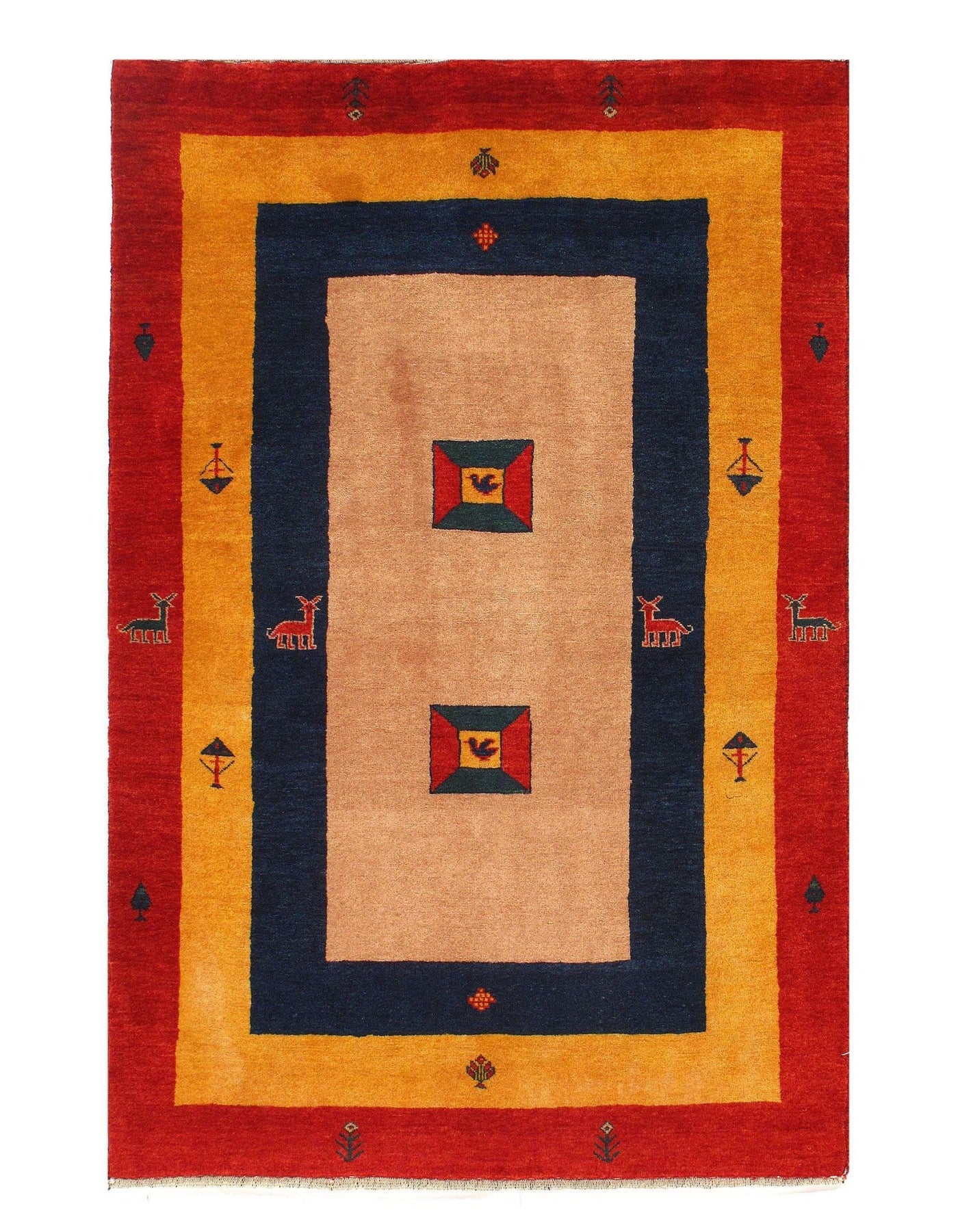 Canvello Multi Color Fine Hand Knotted Silkroad Gabbeh 3'6'' X 5'4'' - Canvello