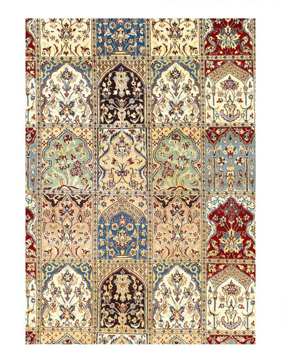 Canvello Multi Color Fine Hand Knotted Silkroad silk & wool Nain Rug - 6'9" X 10' - Canvello