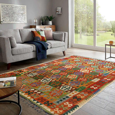 Canvello Multi color Flat weave kilim - 6'6'' X 9'11'' - Canvello