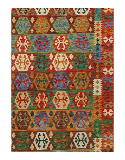 Canvello Multi color Flat weave kilim - 6'6'' X 9'11'' - Canvello