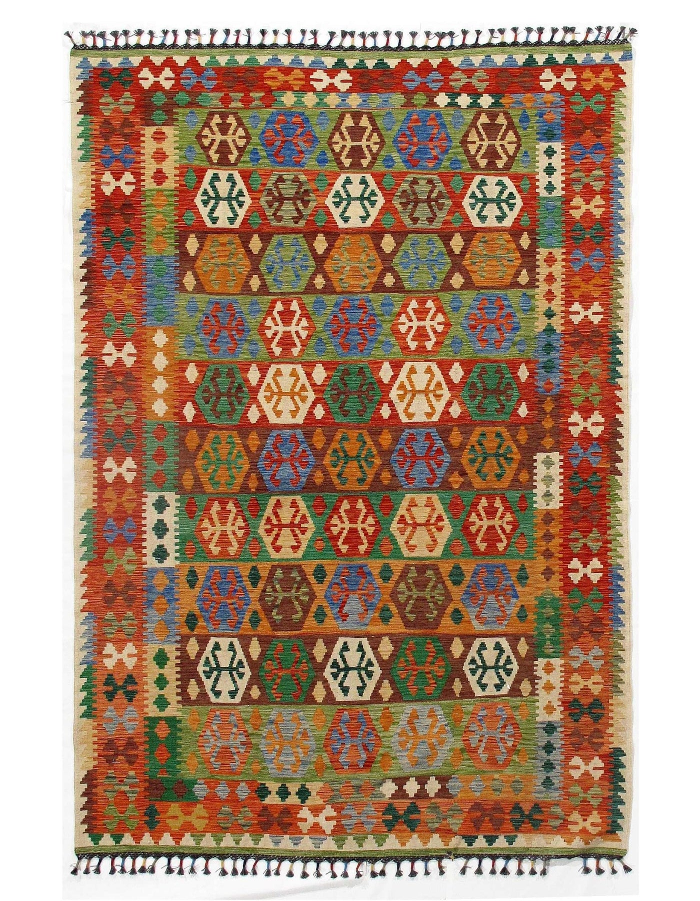 Canvello Multi color Flat weave kilim - 6'6'' X 9'11'' - Canvello