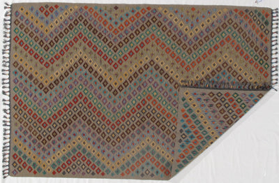 Canvello Multi color Flat weave kilim - 6'6'' X 9'9'' - Canvello