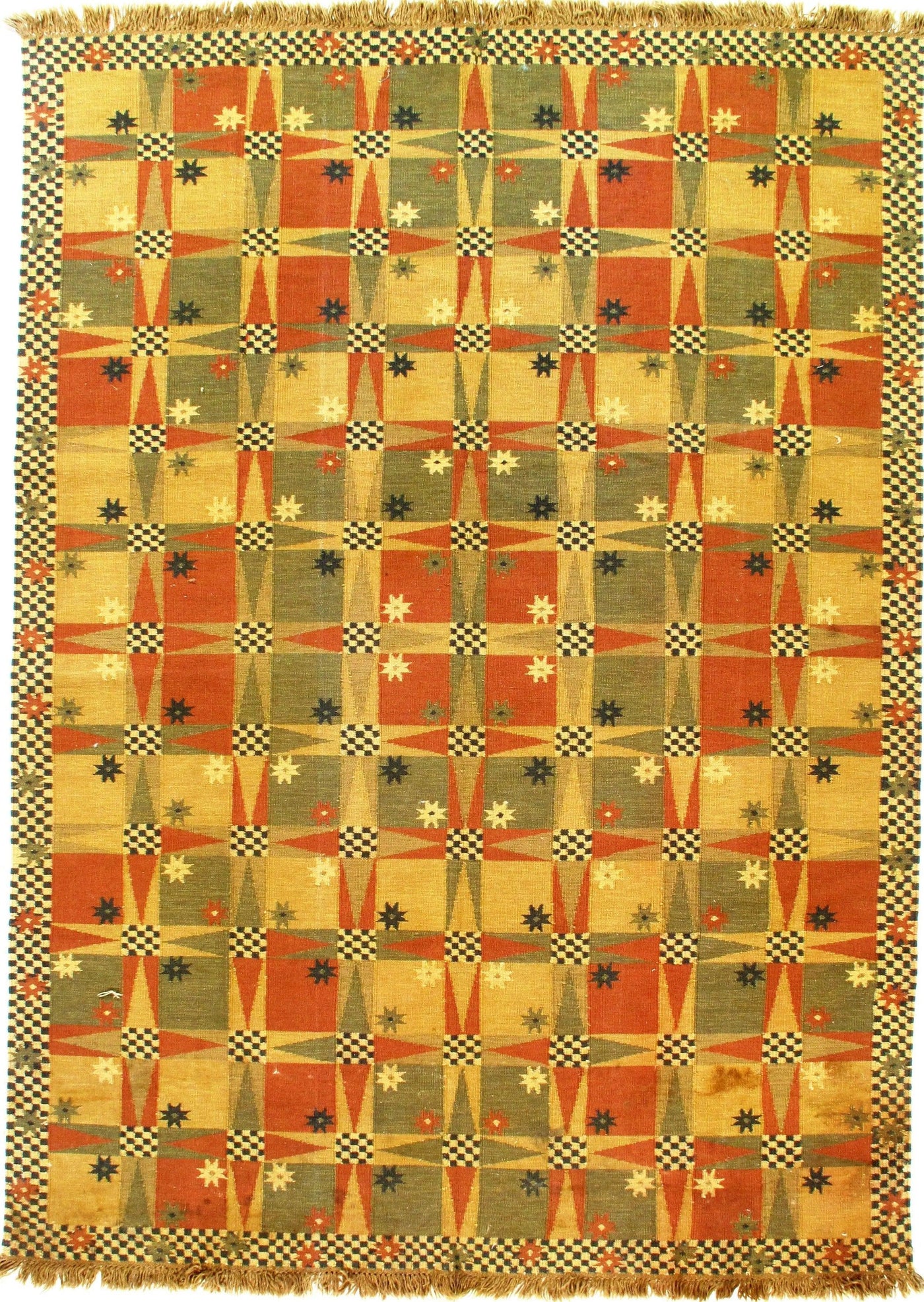 Multi color Flat weave kilim rug 6'5'' X 9'