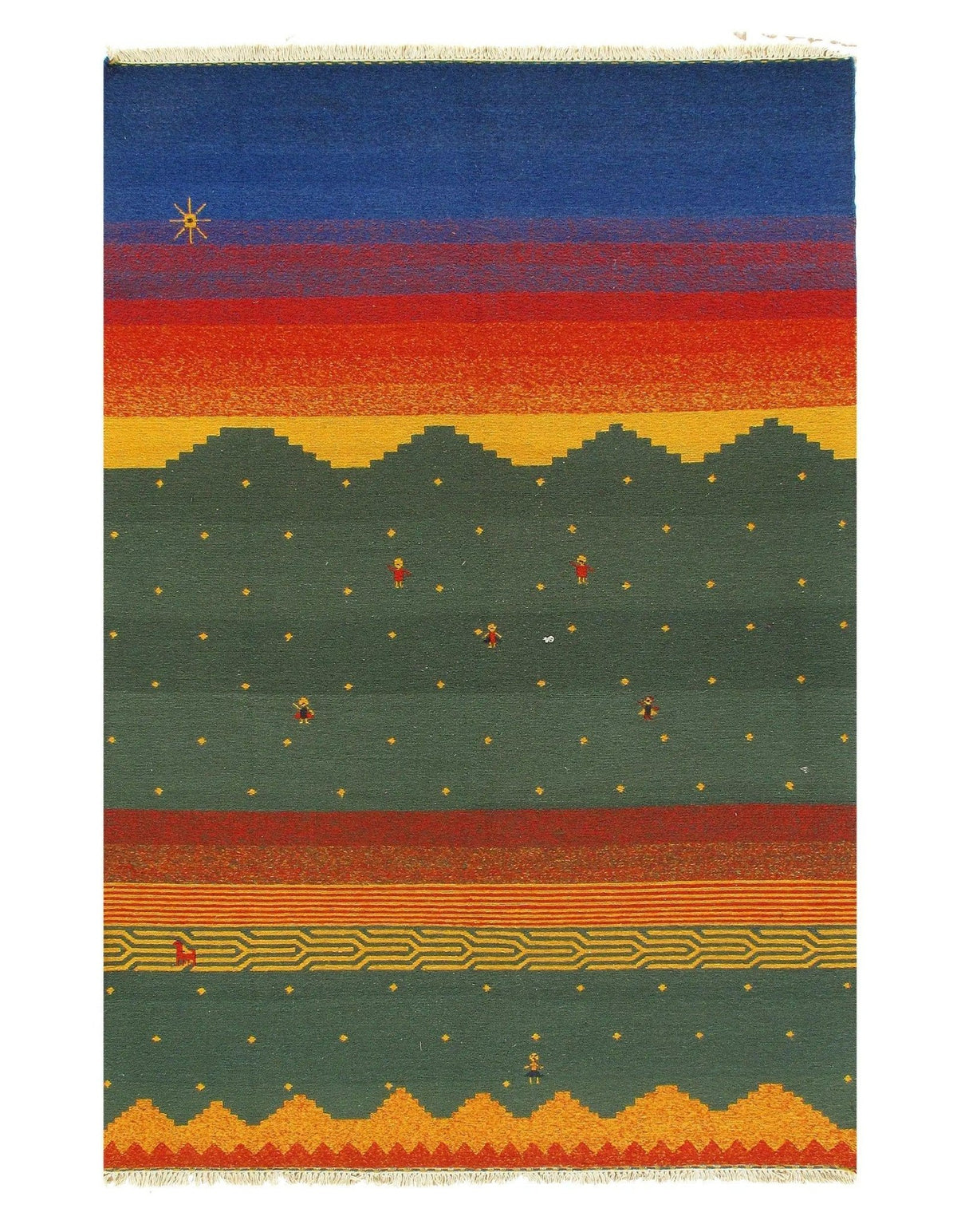 Canvello Multi color Flat Weave Sumak Rug - 5' X 8'