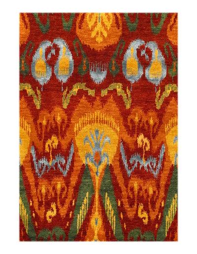 Canvello Multi color Ikat Design Rug - 4' X 6' - Canvello