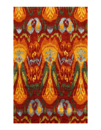 Canvello Multi color Ikat Design Rug - 4' X 6' - Canvello