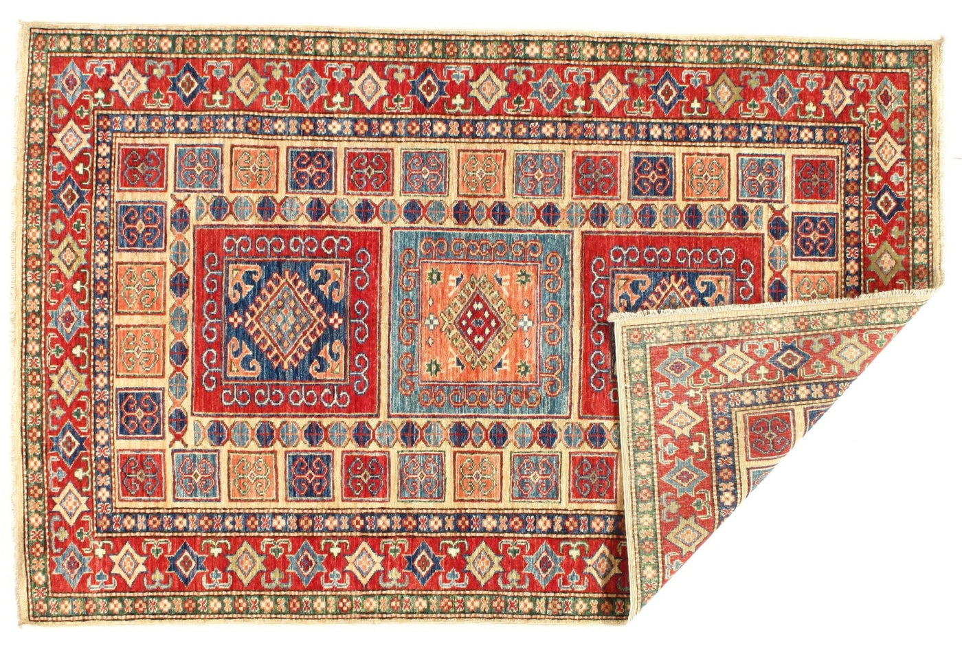 Canvello Multi color Pak Super Kazak Lamb's Wool Rug 4' X 6' - Canvello