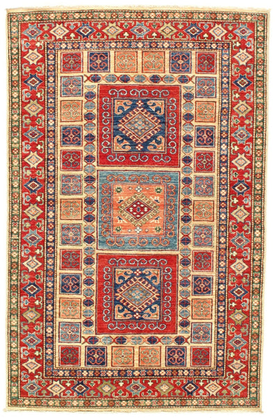 Canvello Multi color Pak Super Kazak Lamb's Wool Rug 4' X 6' - Canvello