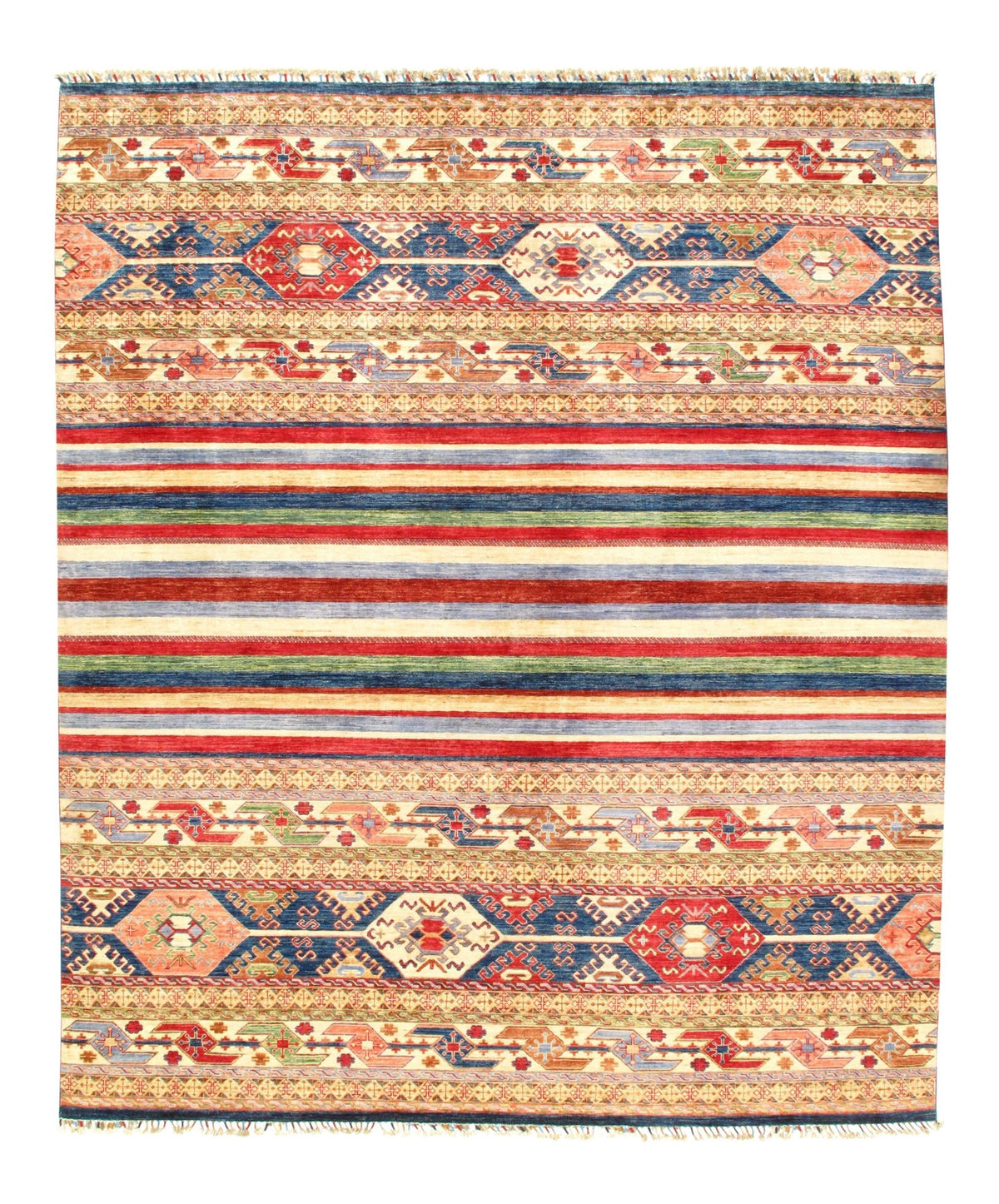 Canvello Multi color Pak Super Kazak Lamb's Wool Rug - 8' X 10'