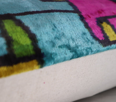 Canvello Multi Color Rainbow Handmade 16x24 Silk Velvet Pillow, Organic Veg Dyed, Down/Feather Filled - Canvello