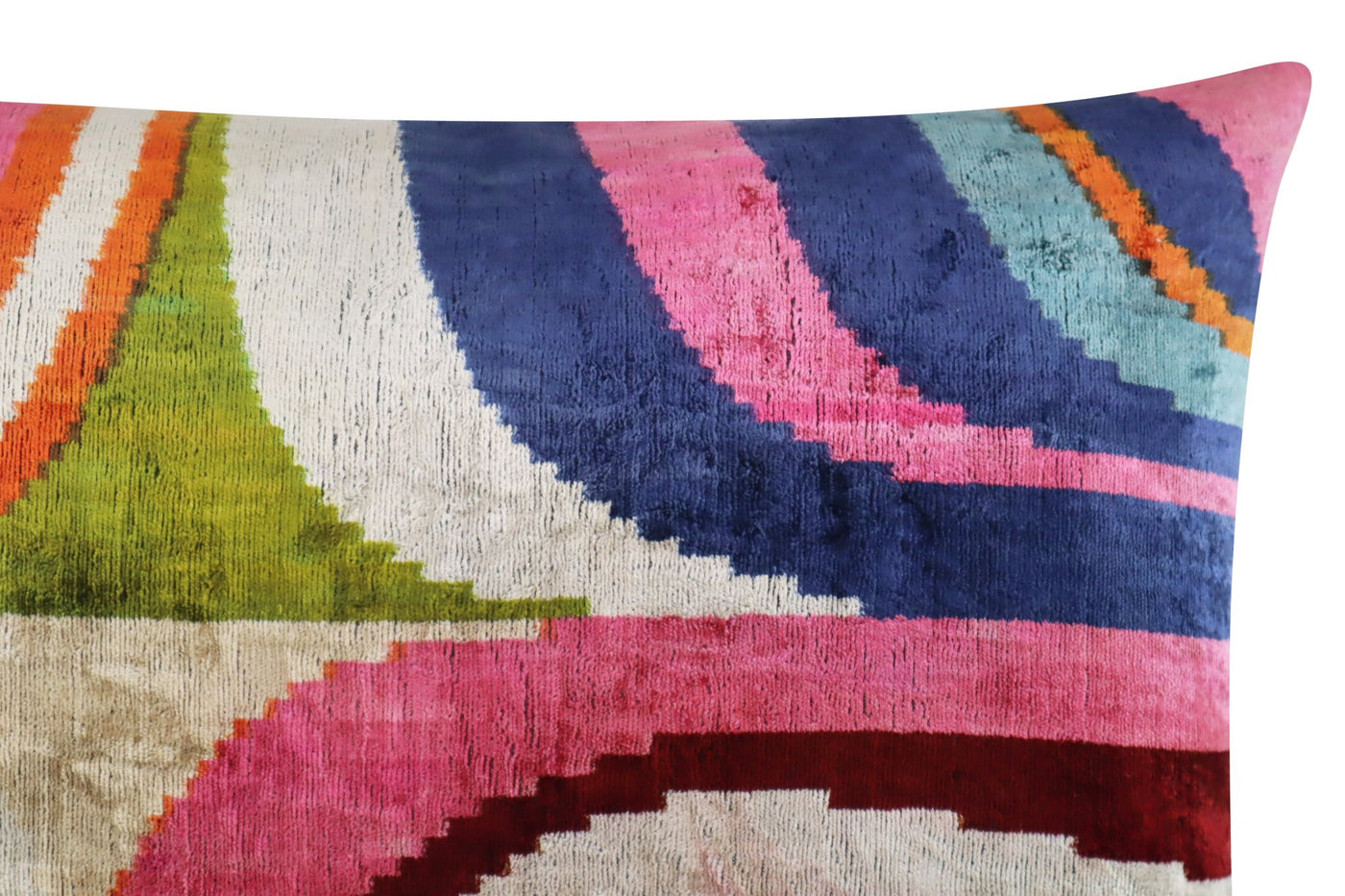 Canvello Multi Color Rainbow Handmade 16x24 Silk Velvet Pillow, Organic Veg Dyed, Down/Feather Filled - Canvello