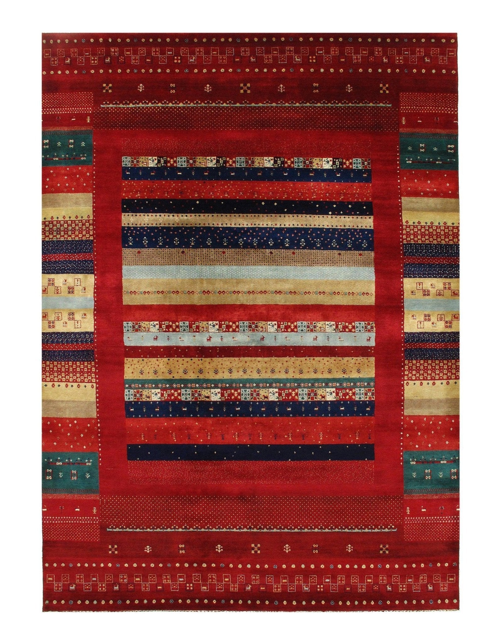 Multi Color Persian Hand knotted Gabbeh Design 9' X 12' - Canvello