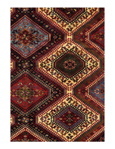 Canvello Multi color Silkroad hand Knotted Yalameh Rug - 5'6'' X 8'9'' - Canvello